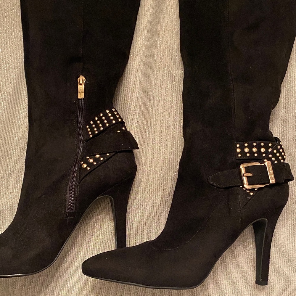 BCBG Black Studded High Heel Stretch Boots